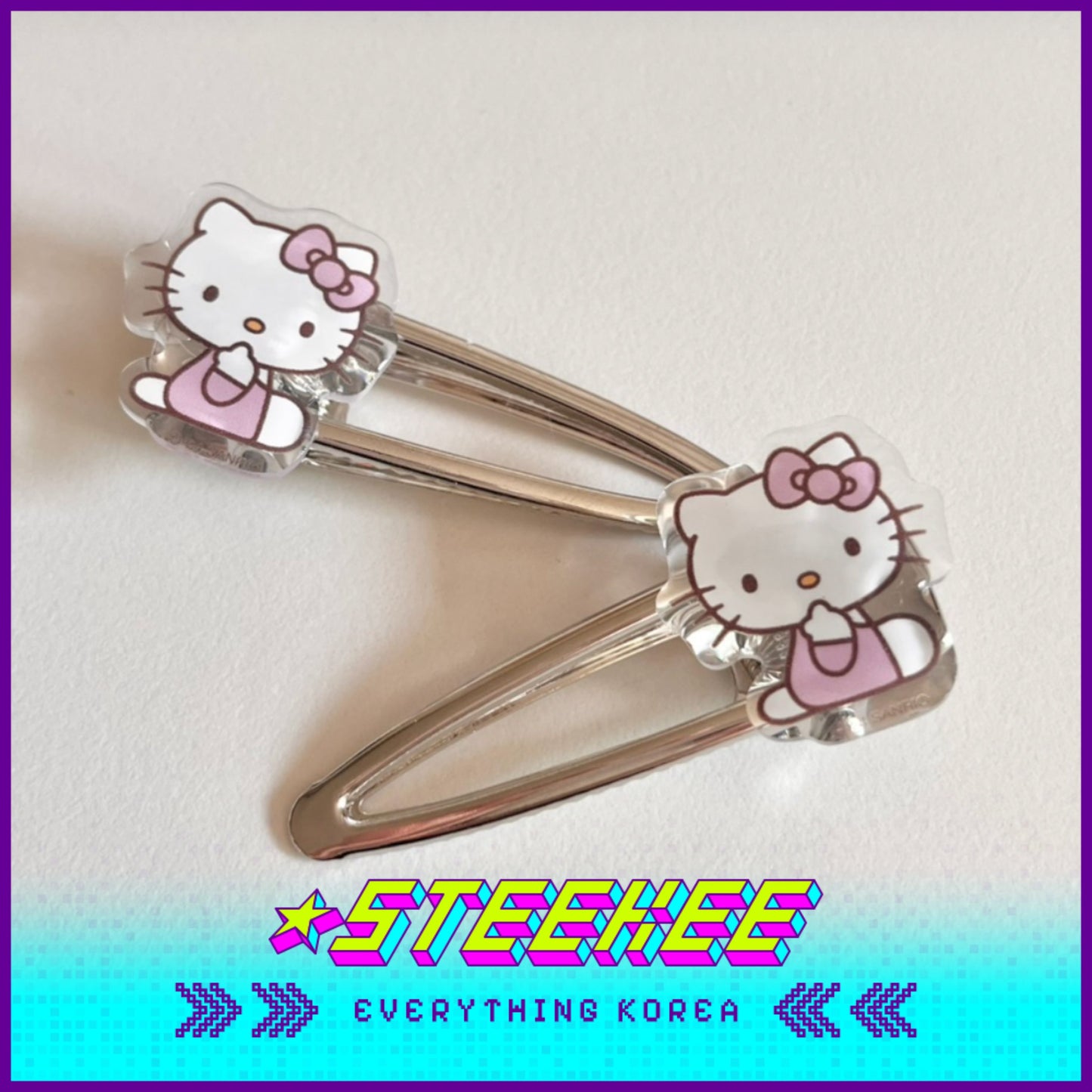 Hello Kitty X Fillimilli Makeup Silver Hair Accessories Pin Set of 4 by Steekee Korea 2422