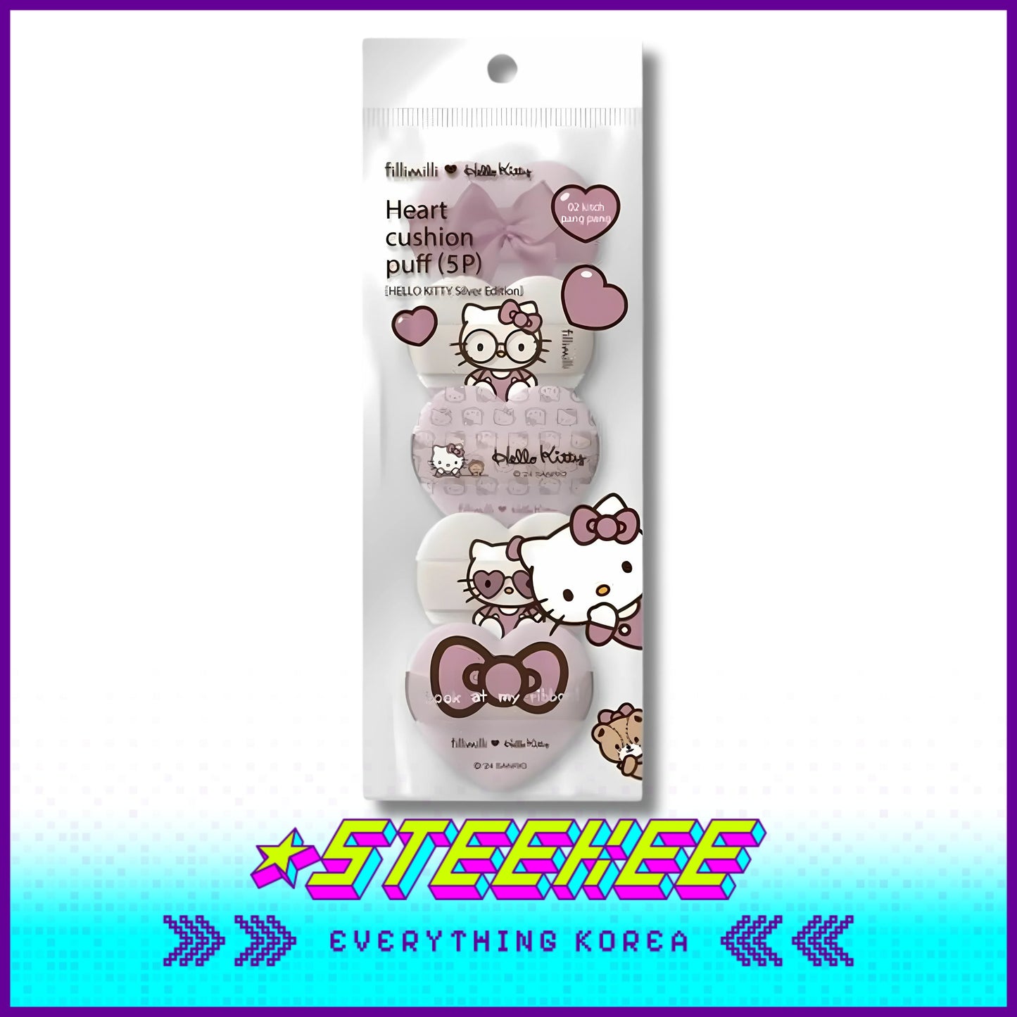 Hello Kitty X Fillimilli Heart Cushion Puff Set of 5 by Steekee Korea 2421