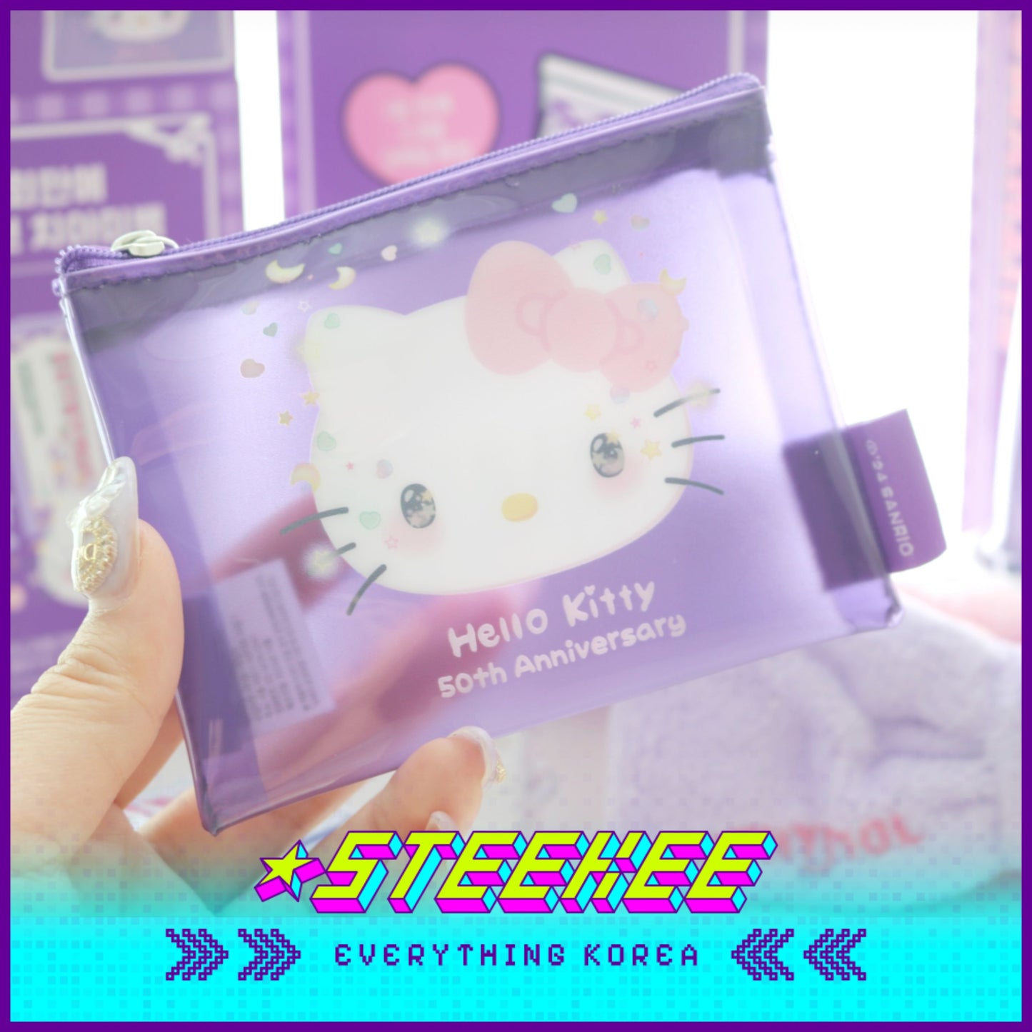Hello Kitty X Euthymol Whitening Purple Booster and Teeth Strips 3 Pieces with Pouch by Steekee Korea 2424