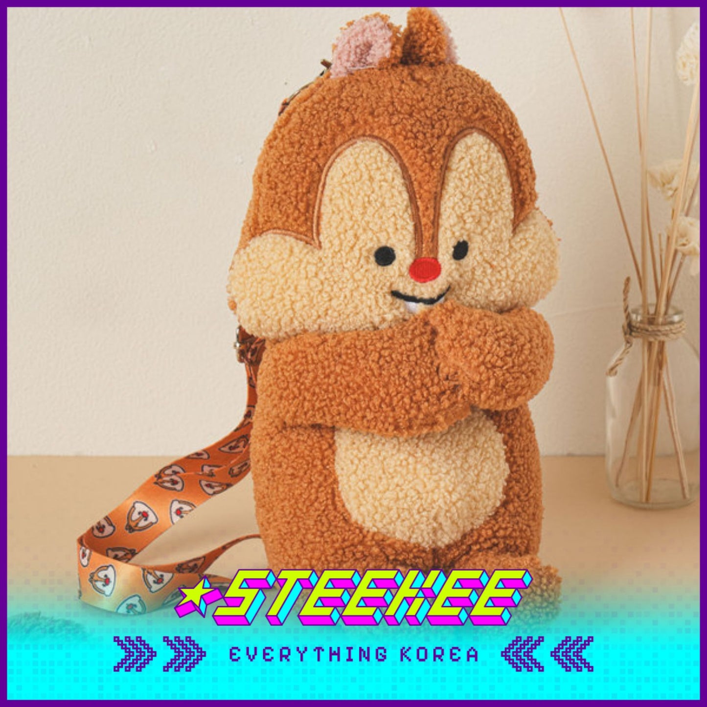 Daiso Disney Chip n Dale Crossbody Bag Kids Plush Toys by Steekee Korea 2990