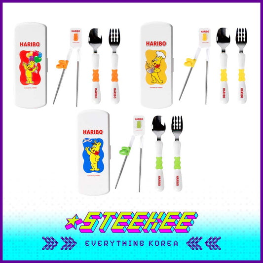HARIBO小熊三件式餐具套装带收纳盒闪奇韩国1987