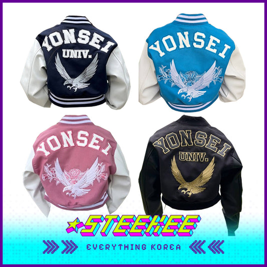 延世大学标志性轻便偏短的棒球毛衣闪奇韩国1996