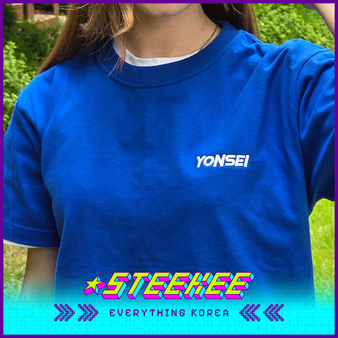 延世大学普通蓝色T恤闪奇韩国1998