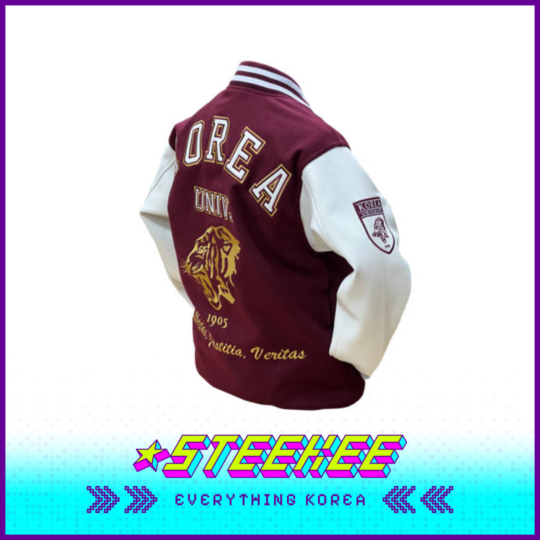 韩国高丽大学深红色棒球夹克金色版闪奇韩国2531