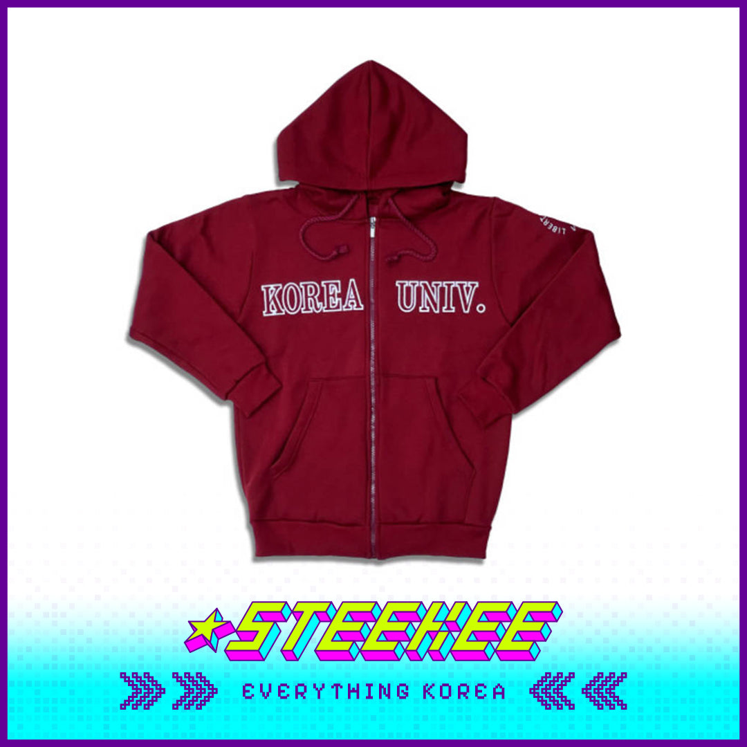 高丽大学红色刺绣男女通用连帽衫闪奇韩国2544