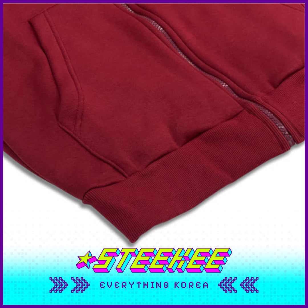 高丽大学红色刺绣男女通用连帽衫闪奇韩国2544