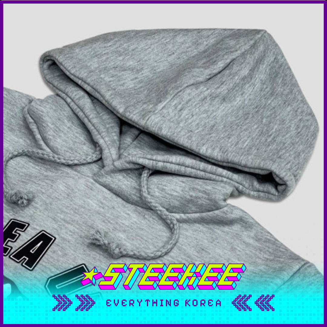 高丽大学男女通用灰色连帽衫带老虎徽章闪奇韩国2545