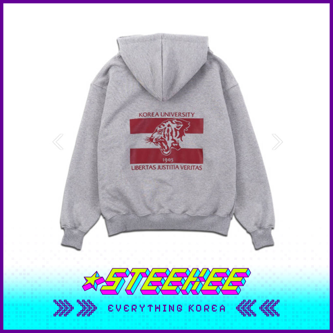 高丽大学周边品超大号灰色男女通用连帽衫闪奇韩国2546