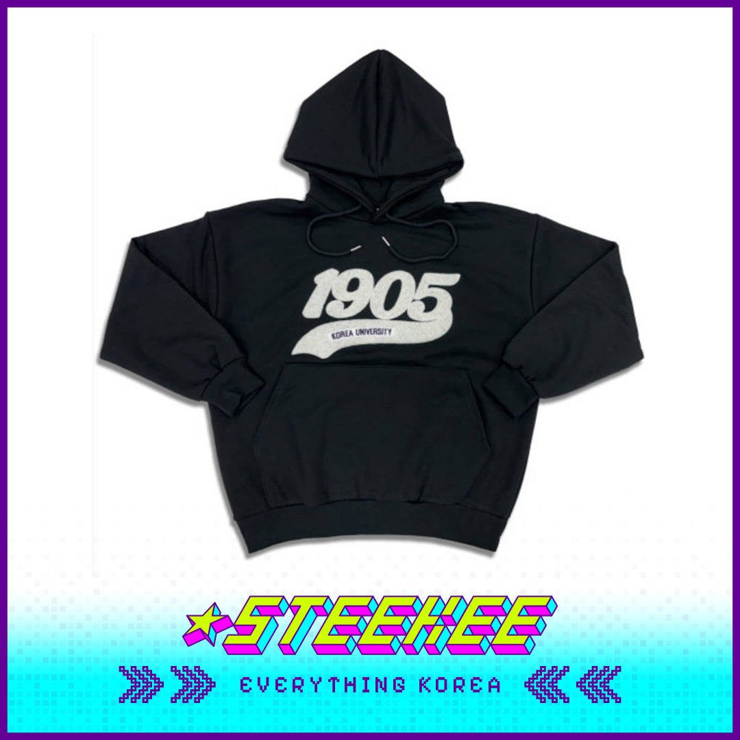 高丽大学周边纪念款黑色男女通用连帽衫带 1905年刺绣标志闪奇韩国2547