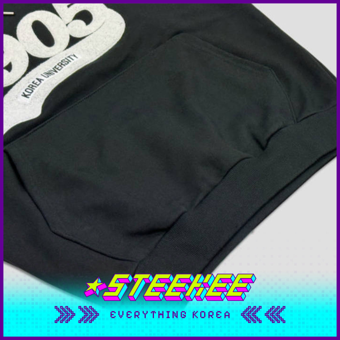 高丽大学周边纪念款黑色男女通用连帽衫带 1905年刺绣标志闪奇韩国2547