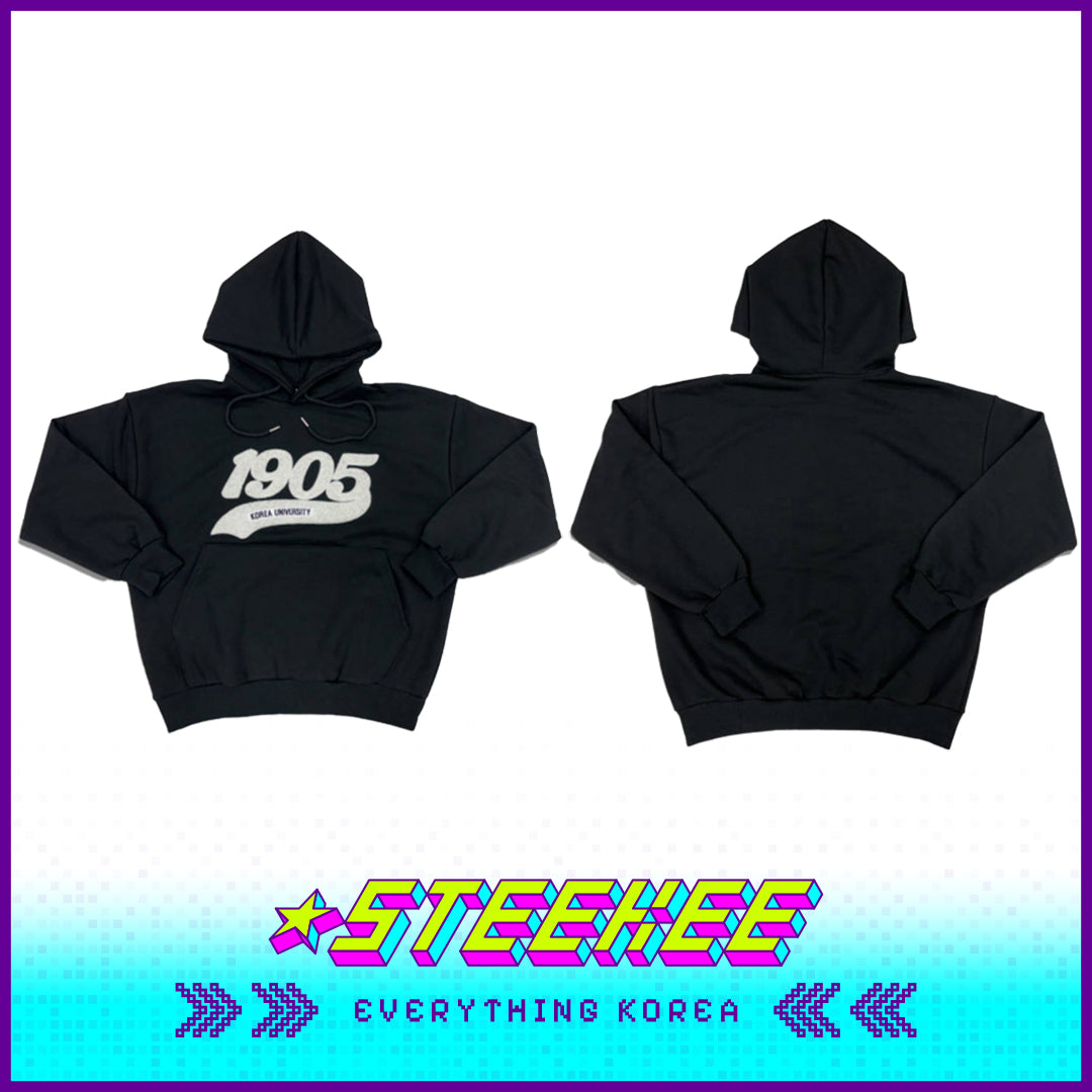高丽大学周边纪念款黑色男女通用连帽衫带 1905年刺绣标志闪奇韩国2547