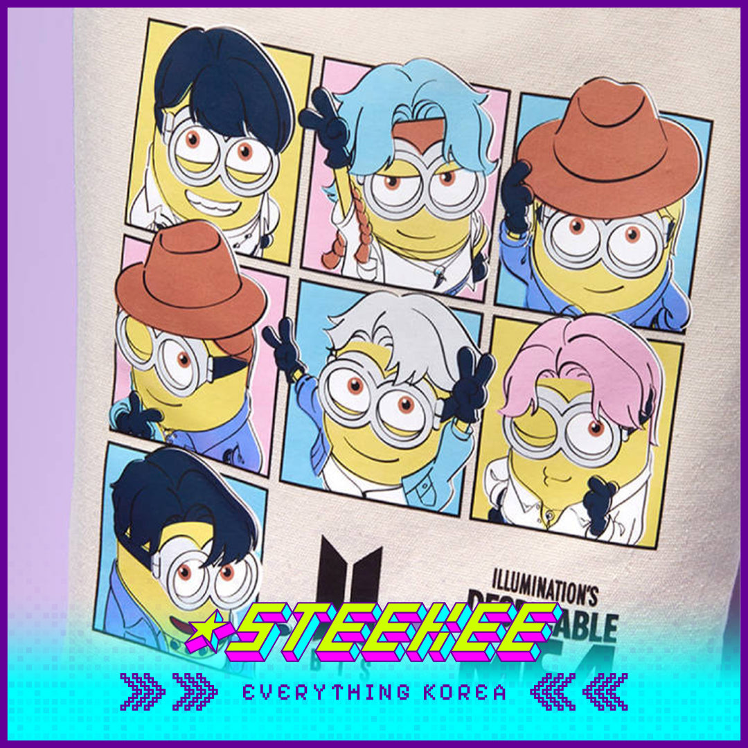BTS X Despicable Me 4 Collaboration Minions Cotton Tote Bag by Steekee Korea 2655