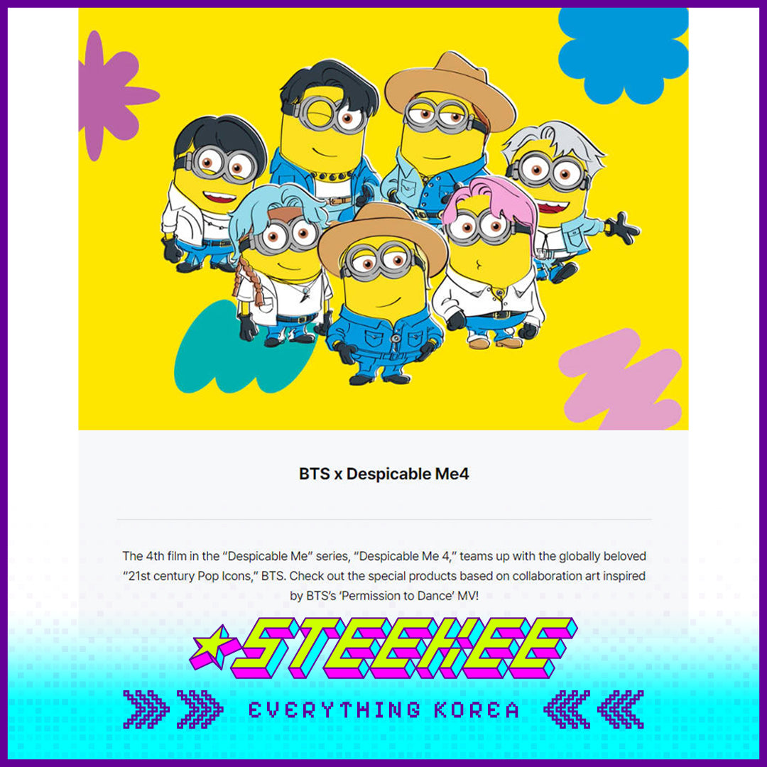 BTS X Despicable Me 4 Collaboration Minions Cotton Tote Bag by Steekee Korea 2655