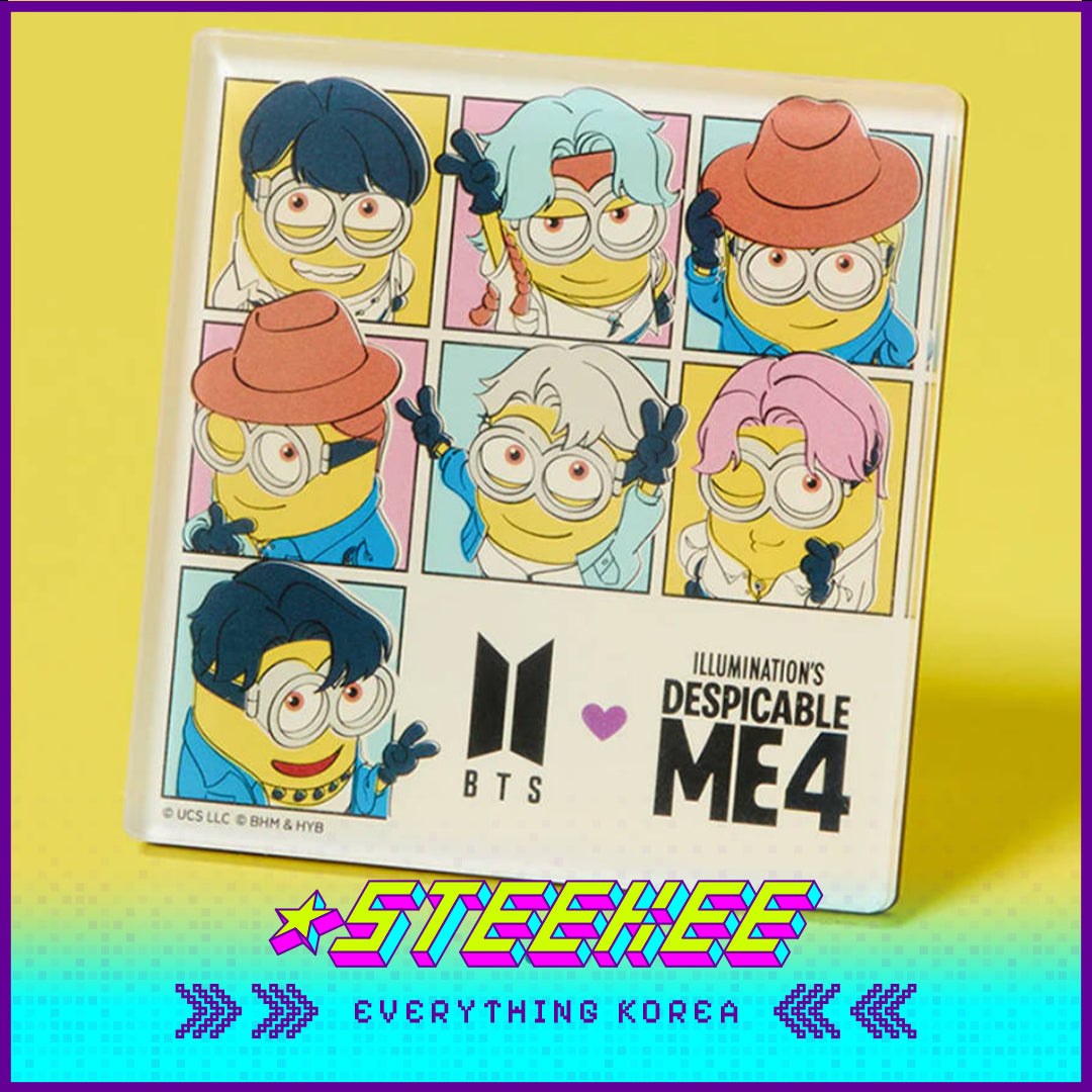 BTS X Despicable Me 4 Minions Acrylic Square Fridge Magnet by Steekee Korea 2665