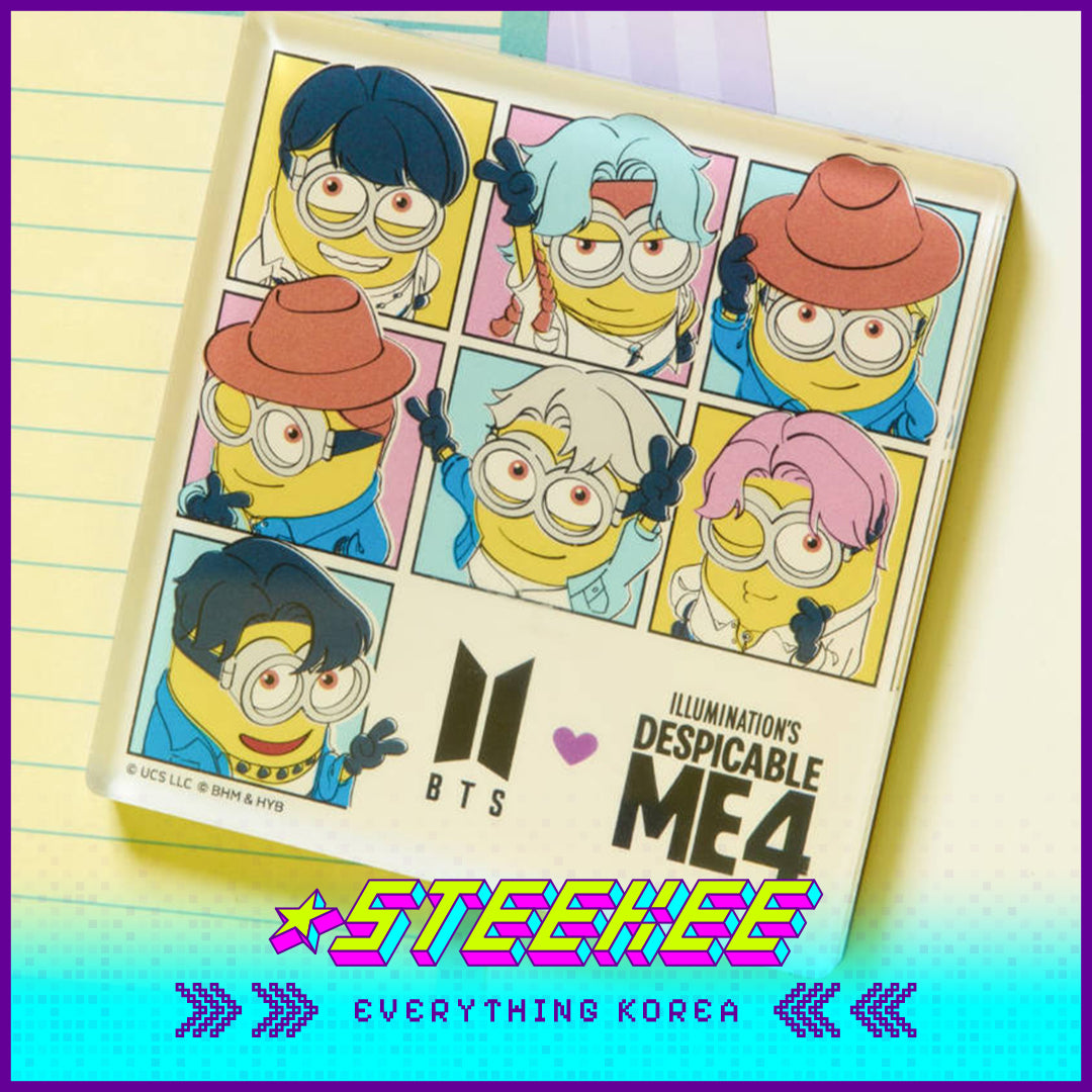 BTS X Despicable Me 4 Minions Acrylic Square Fridge Magnet by Steekee Korea 2665