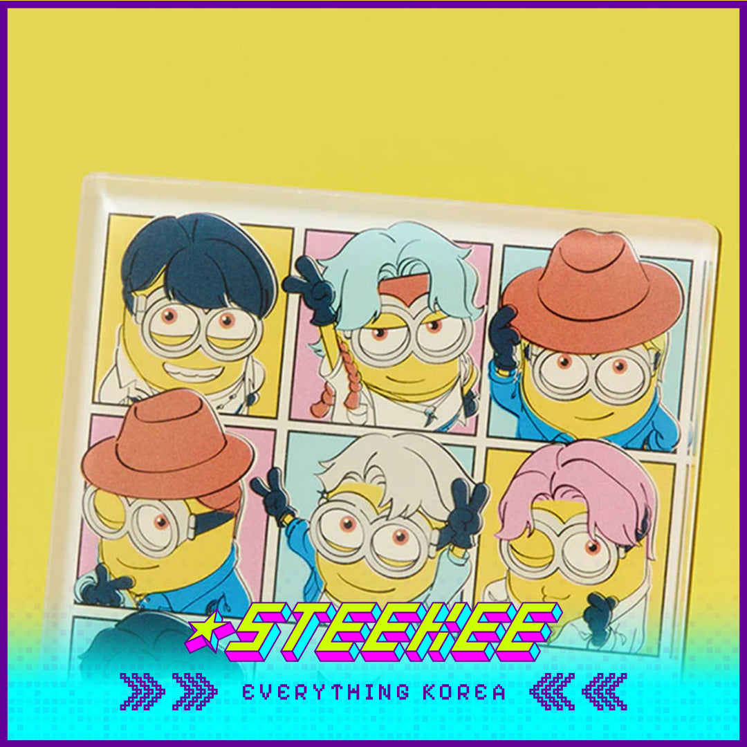 BTS X Despicable Me 4 Minions Acrylic Square Fridge Magnet by Steekee Korea 2665