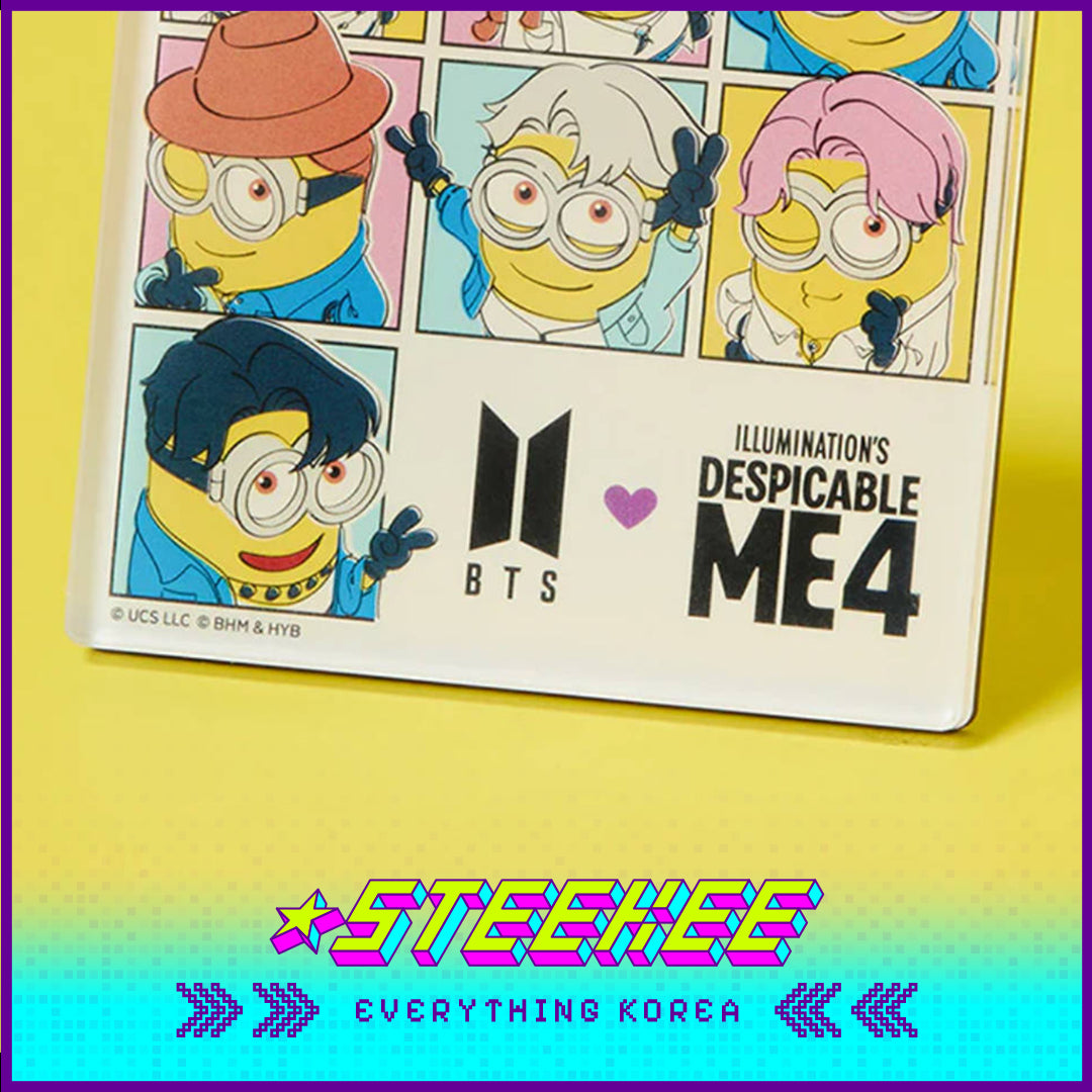 BTS X Despicable Me 4 Minions Acrylic Square Fridge Magnet by Steekee Korea 2665