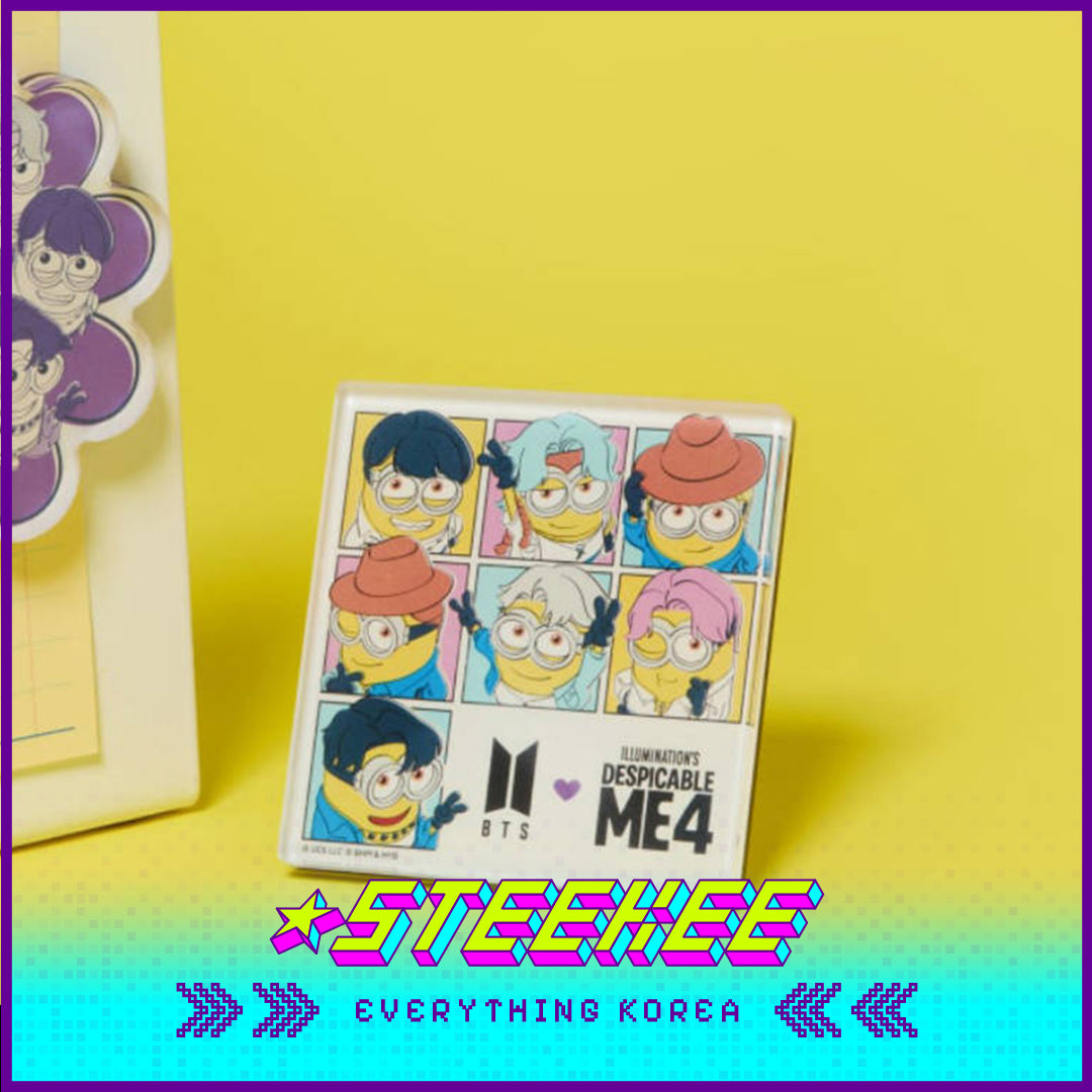 BTS X Despicable Me 4 Minions Acrylic Square Fridge Magnet by Steekee Korea 2665