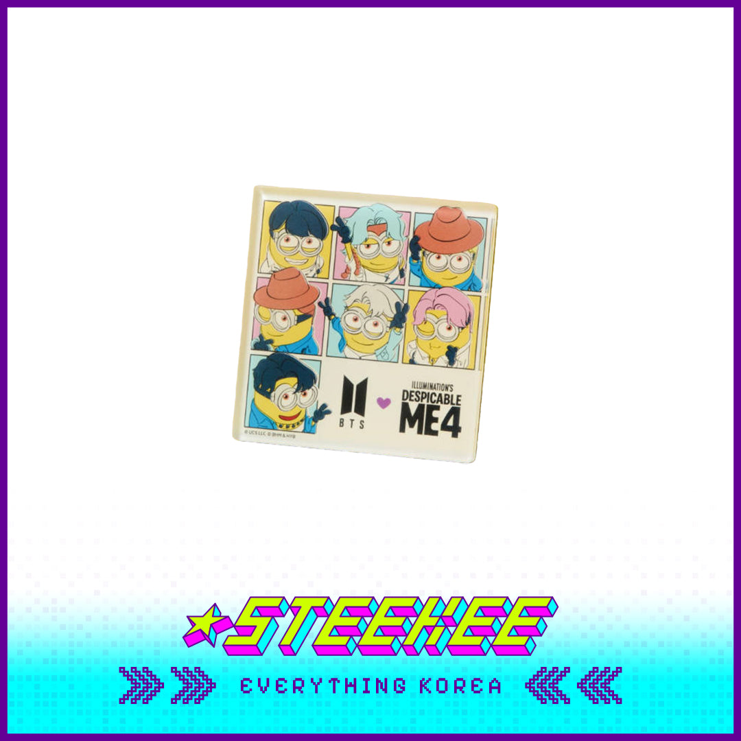 BTS X Despicable Me 4 Minions Acrylic Square Fridge Magnet by Steekee Korea 2665
