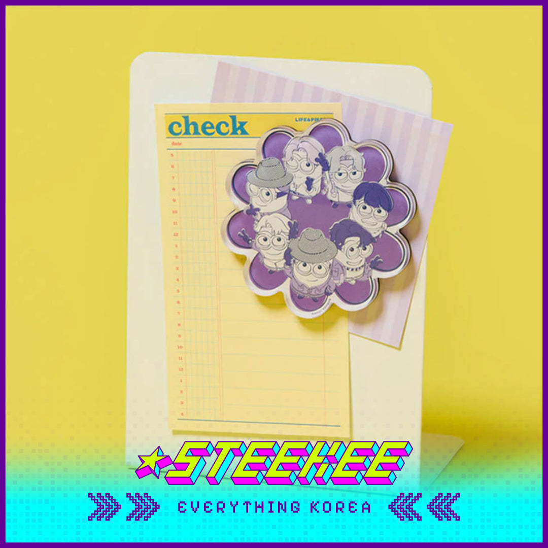 BTS X Despicable Me 4 Minions Acrylic Purple Flower Fridge Magnet by Steekee Korea 2666