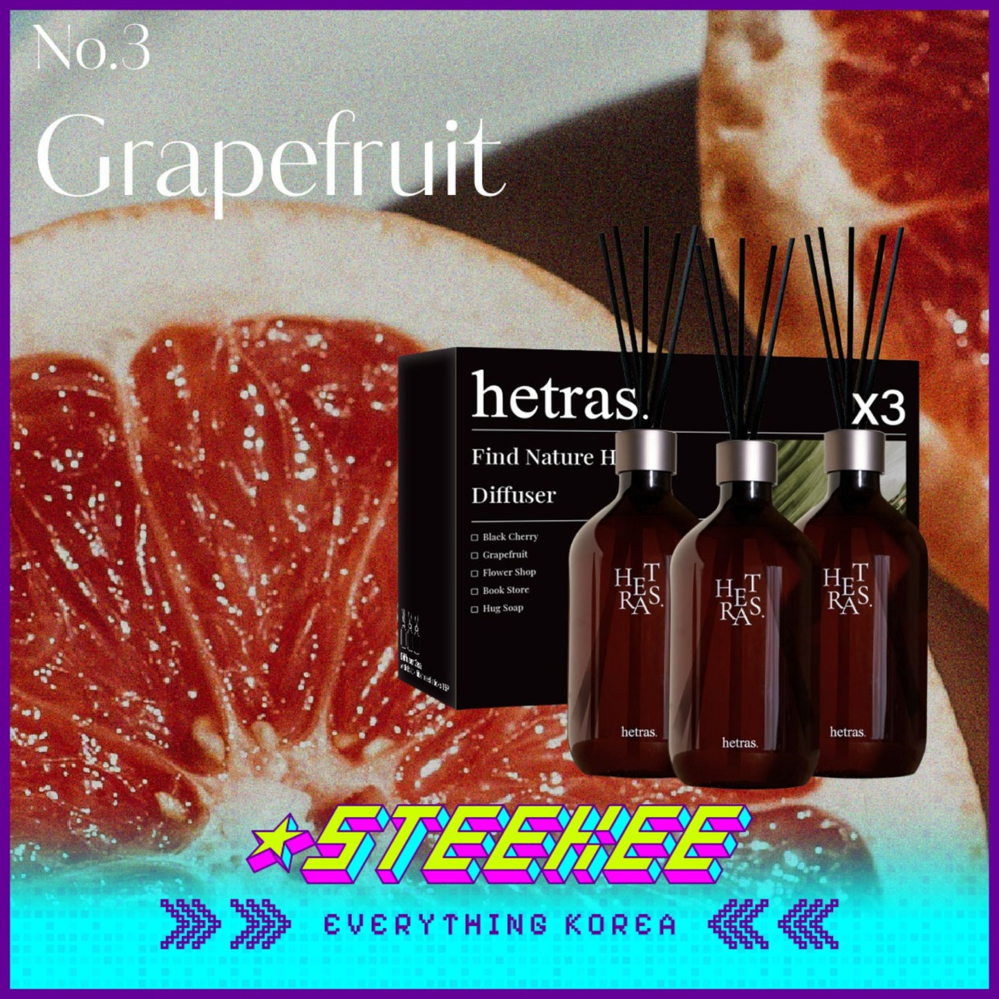Hetras高级香薰家用室内芳香疗愈香氛套装三件装1500ml闪奇韩国3050