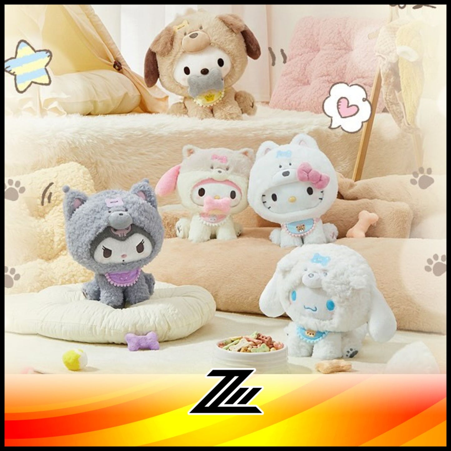 Sanrio Fluffy Puppy Series Plush Toy My Melody Hello Kitty Cinnamoroll Kuromi Pochacco Birthday Gift by ziileon 2883