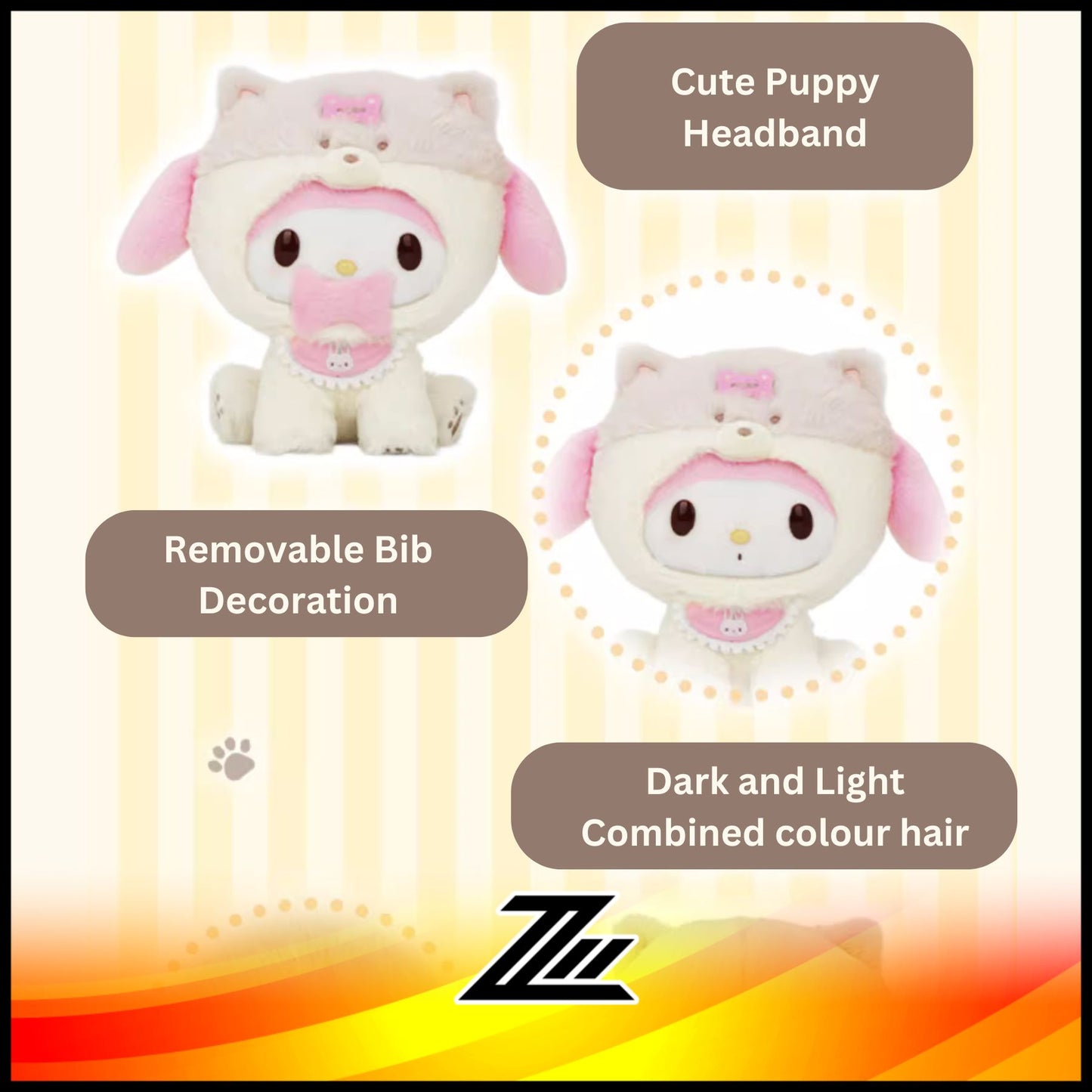 Sanrio Fluffy Puppy Series Plush Toy My Melody Hello Kitty Cinnamoroll Kuromi Pochacco Birthday Gift by ziileon 2883