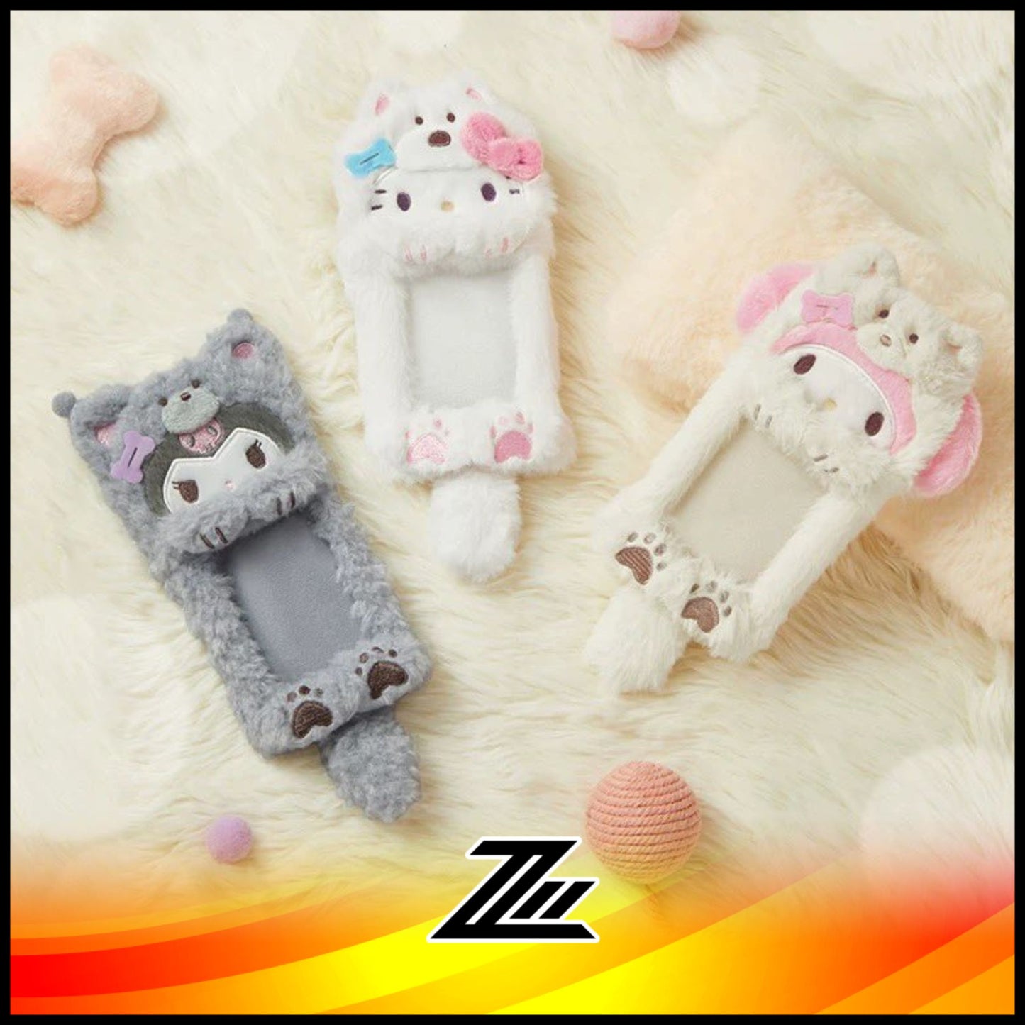 Sanrio Fluffy Puppy Series Card Holder My Melody Hello Kitty Cinnamoroll Kuromi Pochacco Birthday Gift by ziileon 2884