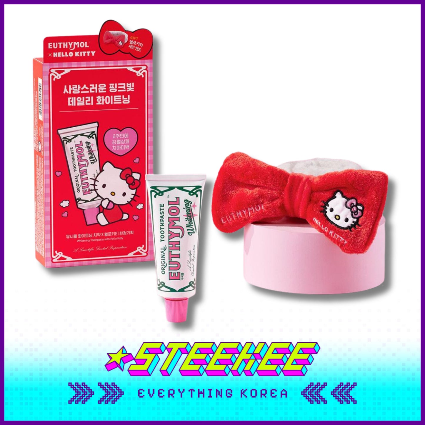 Hello Kitty X Euthymol Whitening Toothpaste 106g with Hairband by Steekee Korea 2426