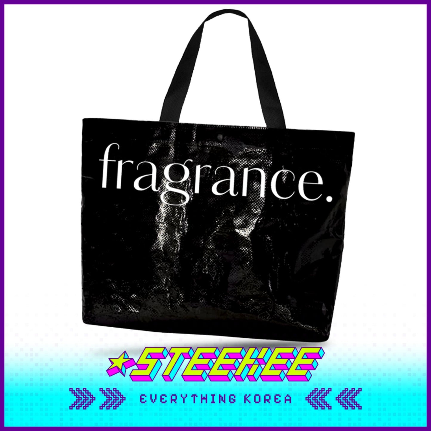 Hetras黑色可重复使用购物袋环保袋闪奇韩国3047