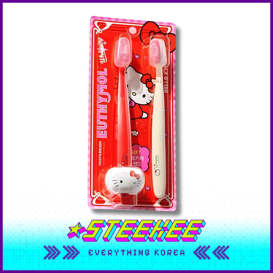 Hello Kitty X Euthymol Whitening Red Toothbrush Double Set with Holder by Steekee Korea 2425