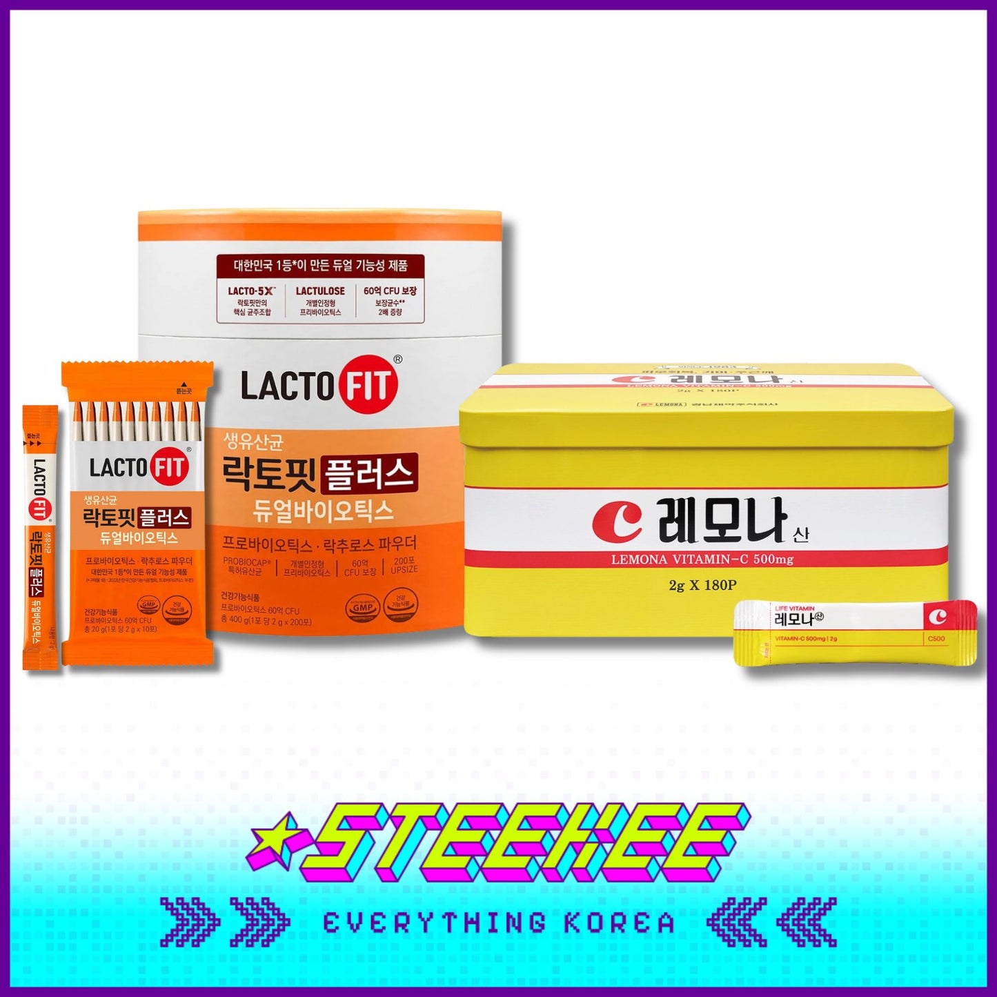 LACTOFIT Probiotics Core x LEMONA Vitamin C Sample Daily Supplement Set by Steekee Korea 3036