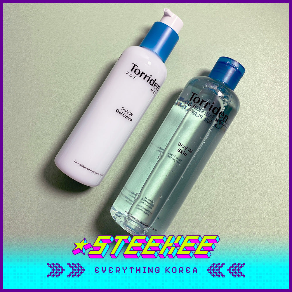 Torriden Dive-In For Men Low Molecular Hyaluronic Acid Skin Toner Gel Lotion Set with Travel Size by Steekee Korea 2439