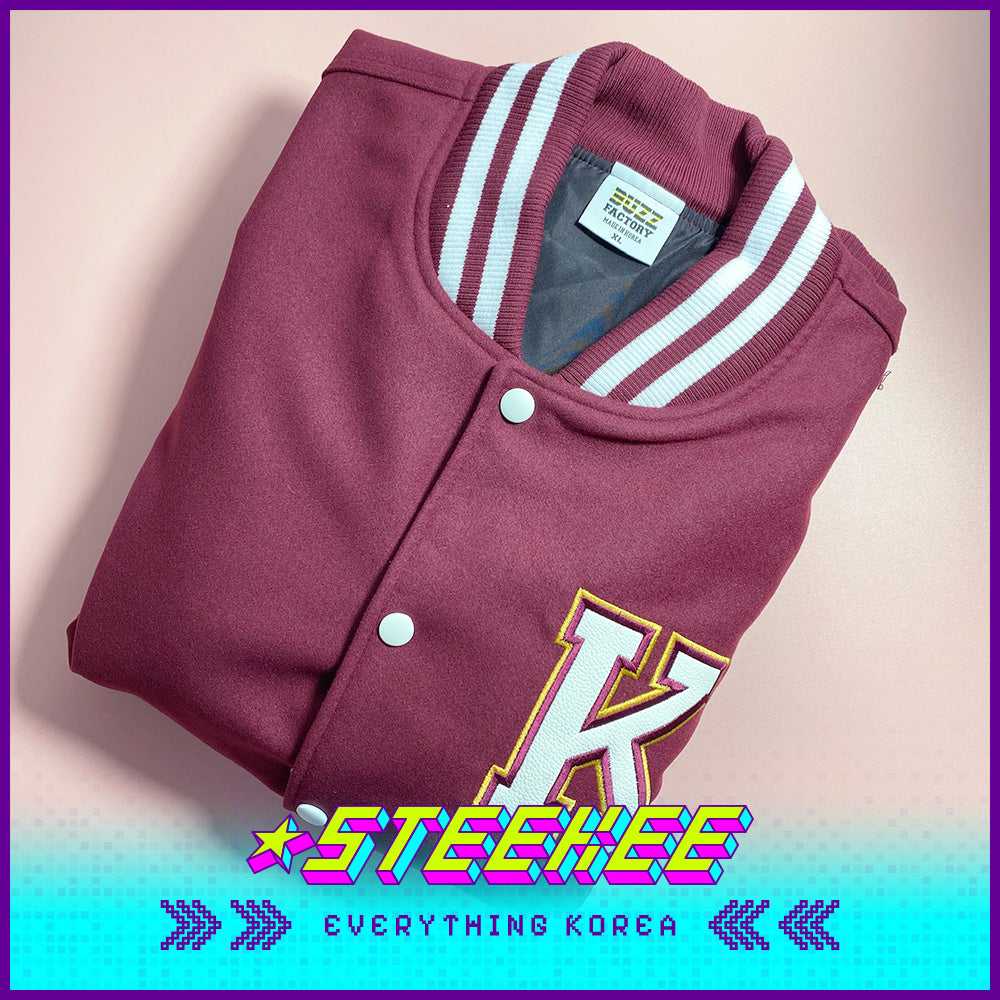 韩国高丽大学深红色棒球夹克金色版闪奇韩国2531
