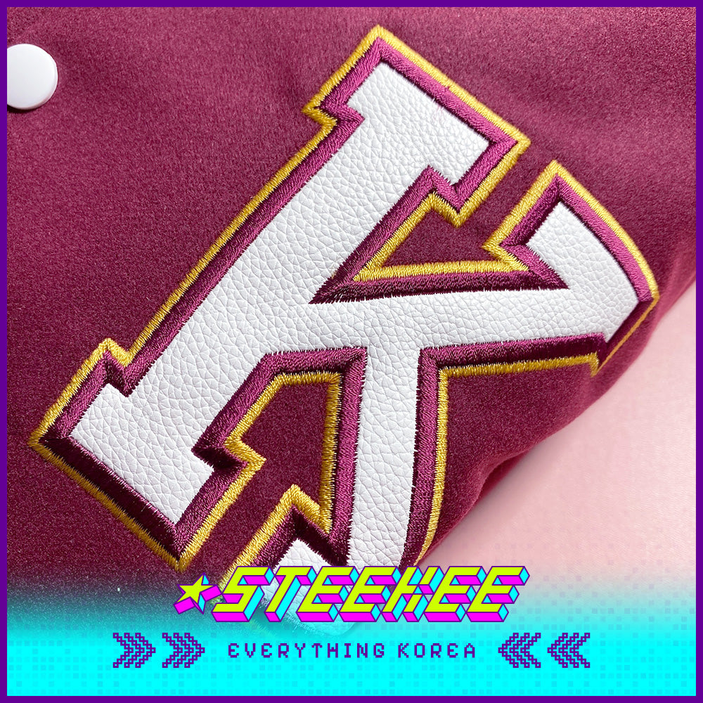 韩国高丽大学深红色棒球夹克金色版闪奇韩国2531