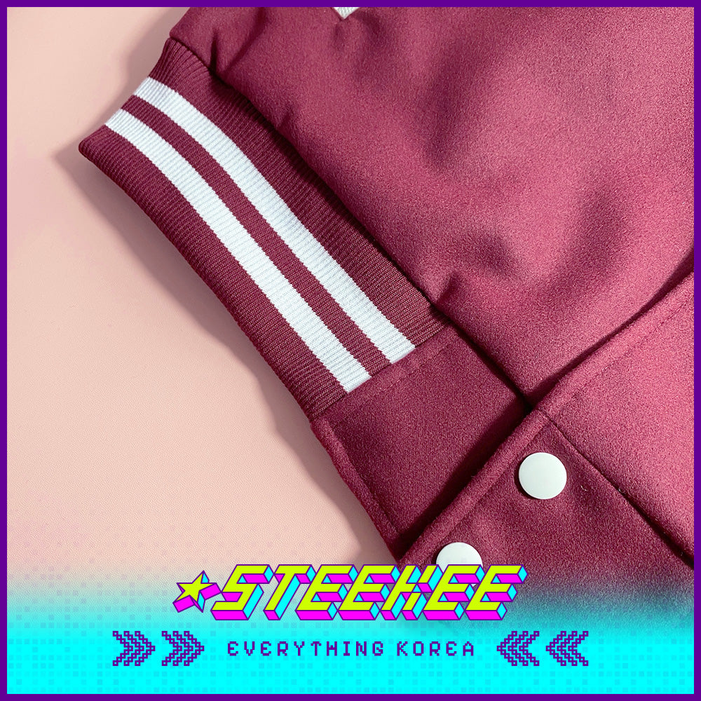 韩国高丽大学深红色棒球夹克金色版闪奇韩国2531
