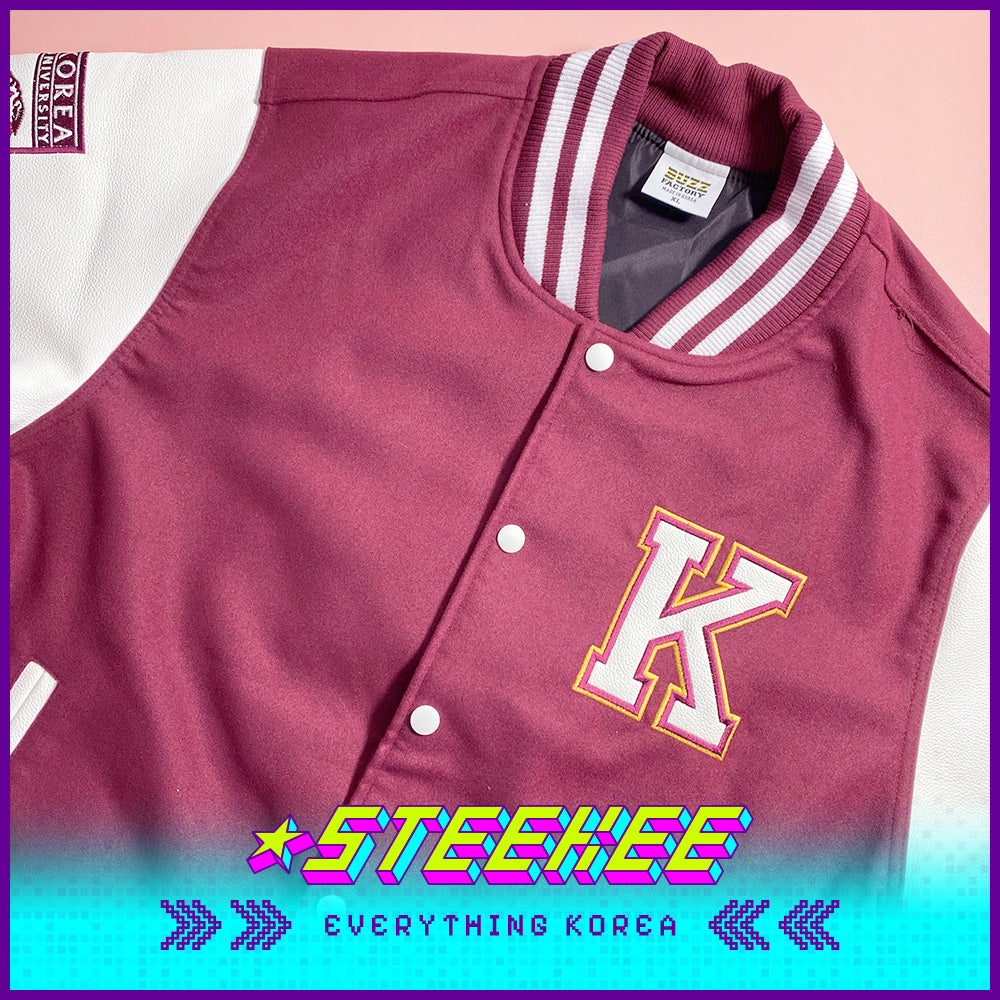 韩国高丽大学深红色棒球夹克金色版闪奇韩国2531
