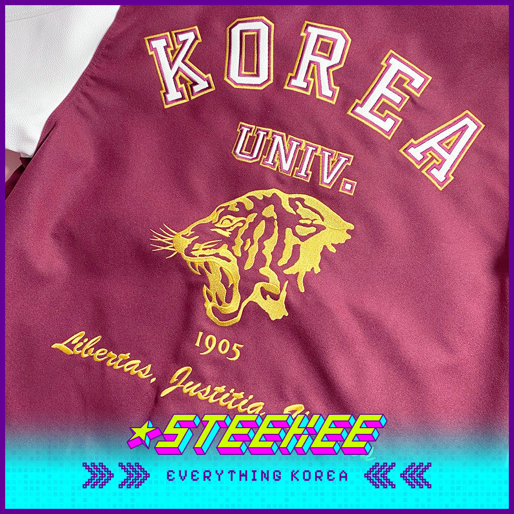 韩国高丽大学深红色棒球夹克金色版闪奇韩国2531