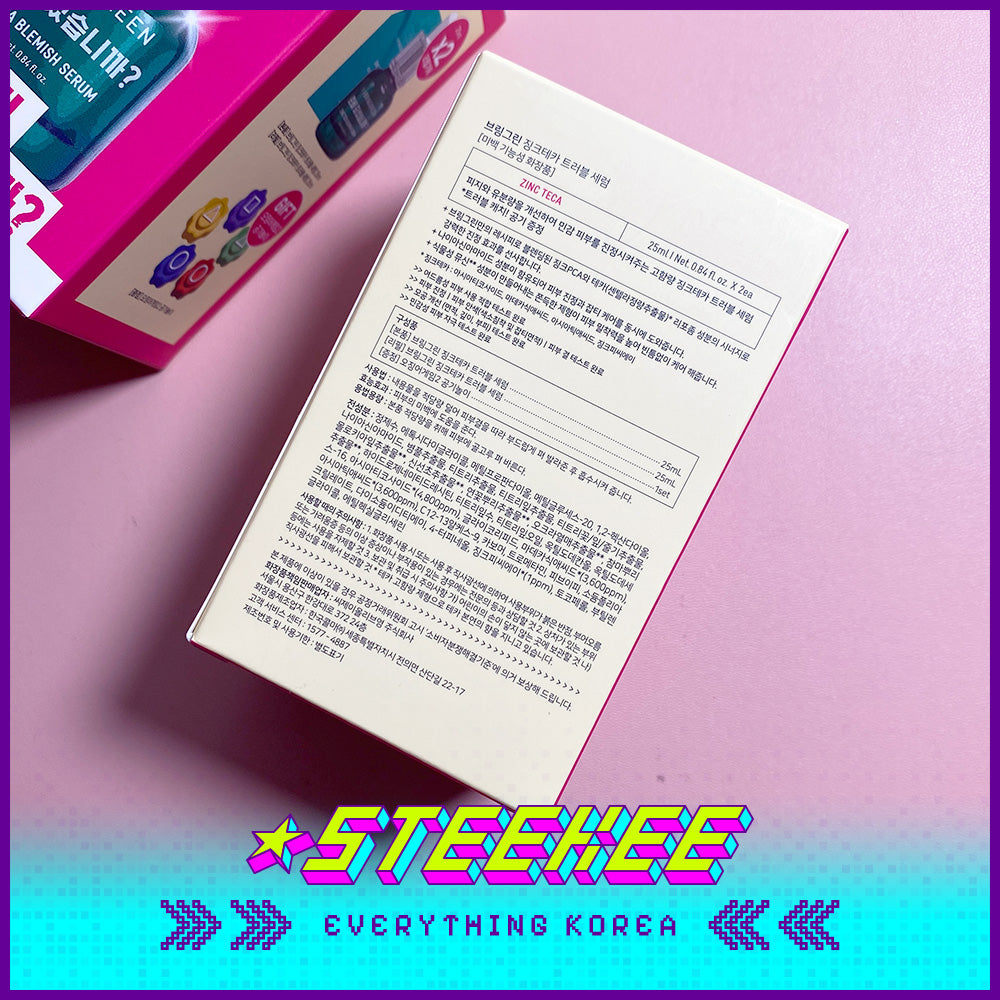BRING GREEN X Netflix Squid Game Zinc Teca Blemish Serum Set 25ml with Refill Jackstones by Steekee Korea 2448