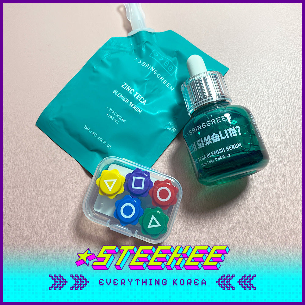 BRING GREEN X Netflix Squid Game Zinc Teca Blemish Serum Set 25ml with Refill Jackstones by Steekee Korea 2448