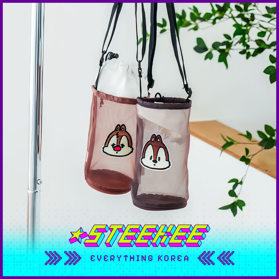 Daiso Disney Chip 'n' Dale Mesh Multifunctional Storage Sling Bag Drink Bag by Steekee Korea 3061