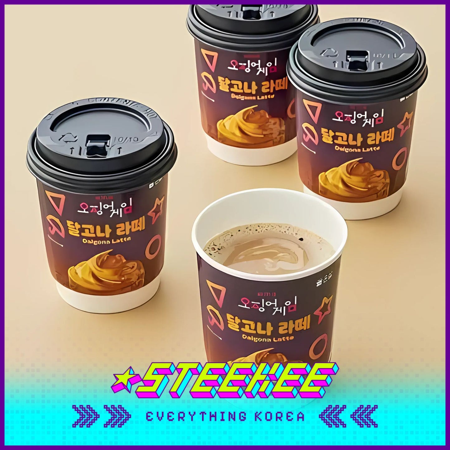 Netflix Squid Game Dalgona Latte Coffee Cup 20g by Steekee Korea 3035