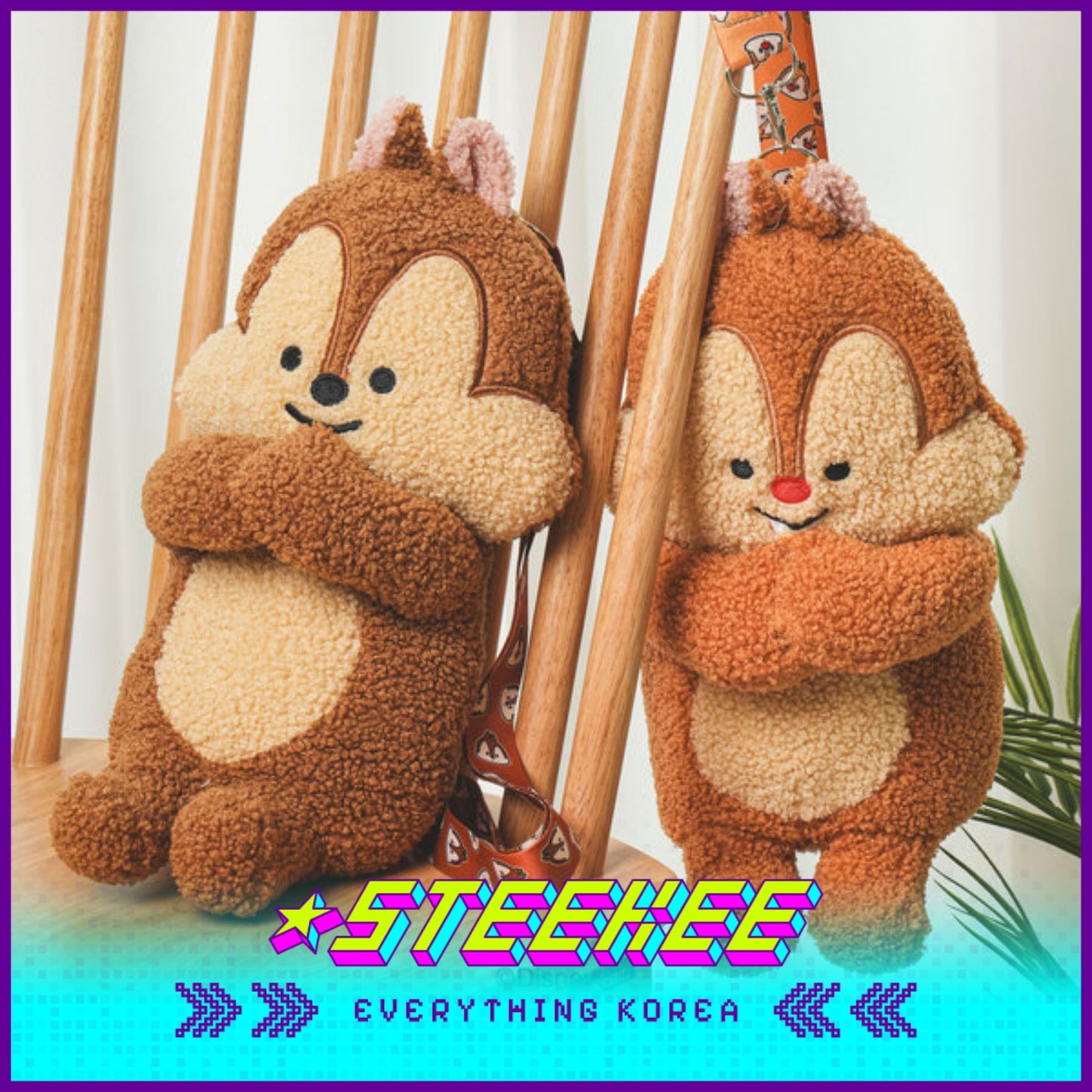 Daiso Disney Chip n Dale Crossbody Bag Kids Plush Toys by Steekee Korea 2990