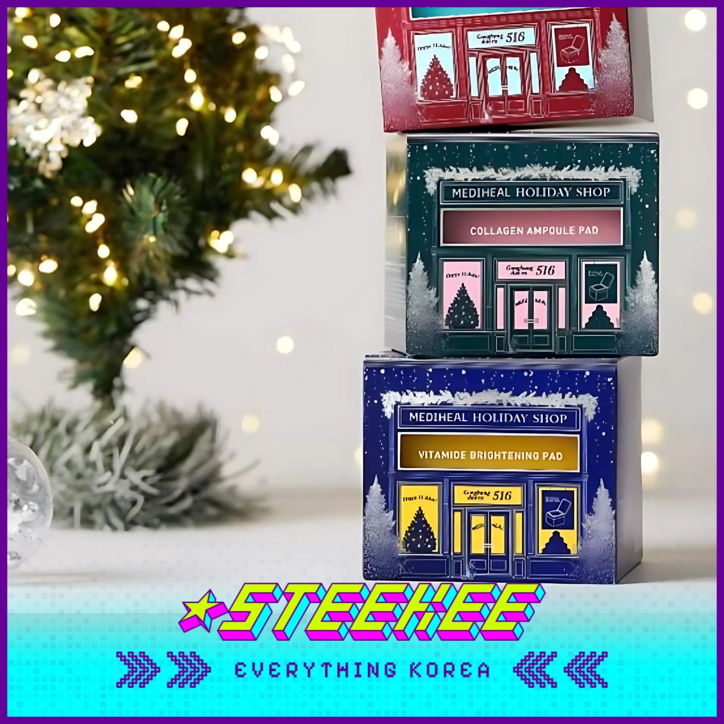 MEDIHEAL Holiday Edition Vitamin Brightening Collagen Toner Pads by Steekee Korea 2419