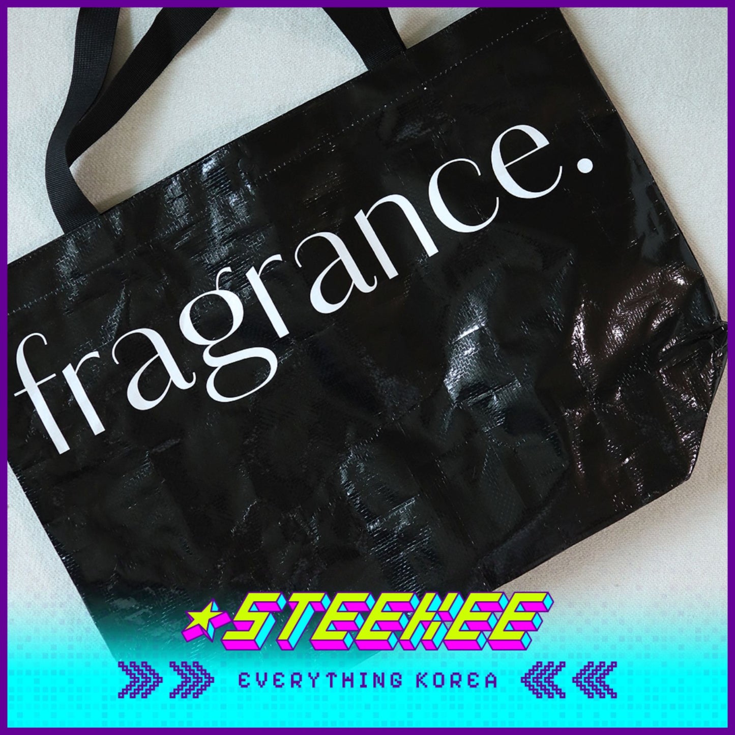 Hetras黑色可重复使用购物袋环保袋闪奇韩国3047