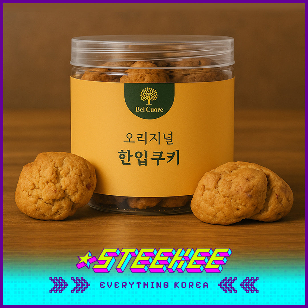 Bel Cuore原味抹茶巧克力红丝绒一口曲奇韩国制造纯手工低糖健康罐装黄油曲奇饼干110克闪奇韩国4048