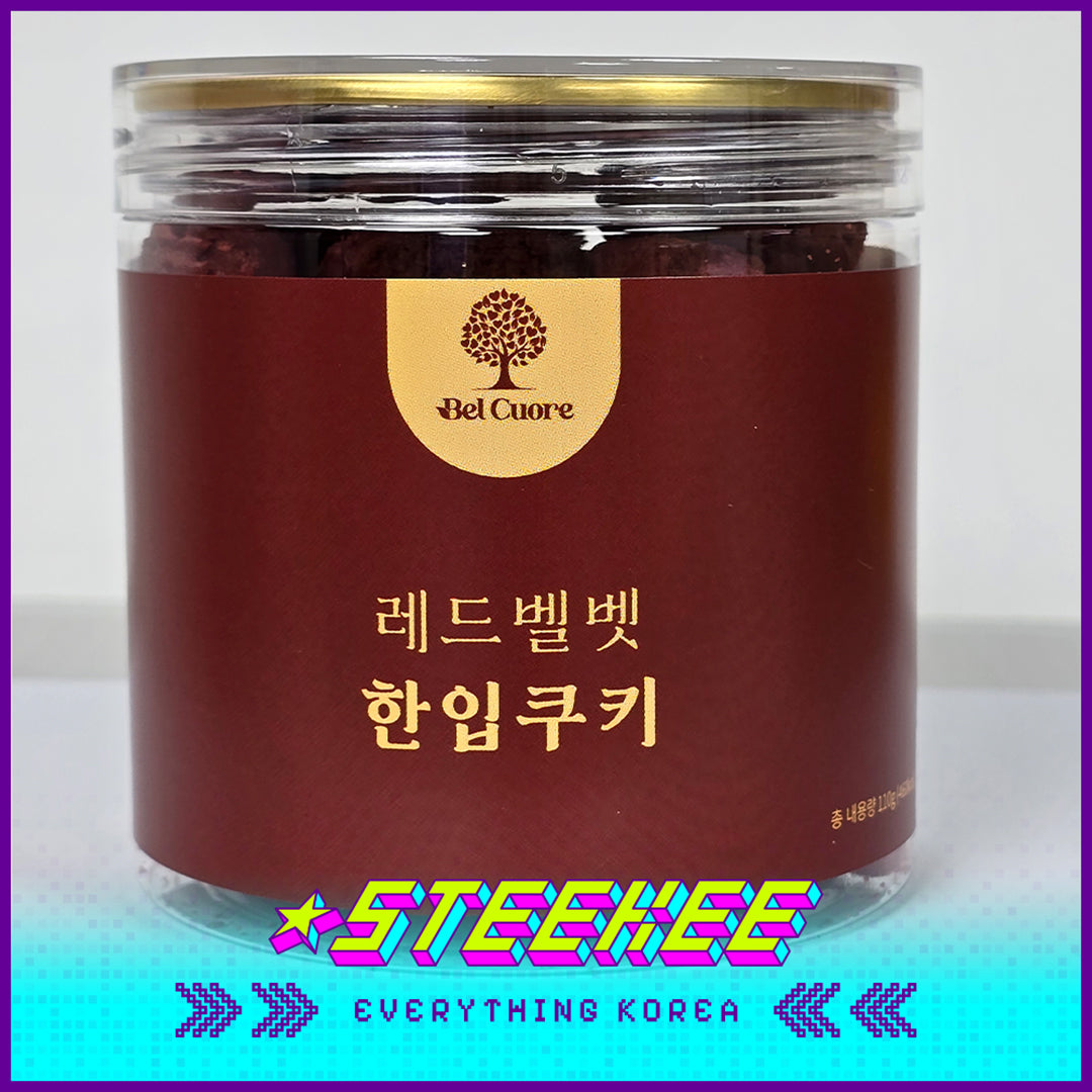 Bel Cuore原味抹茶巧克力红丝绒一口曲奇韩国制造纯手工低糖健康罐装黄油曲奇饼干110克闪奇韩国4048