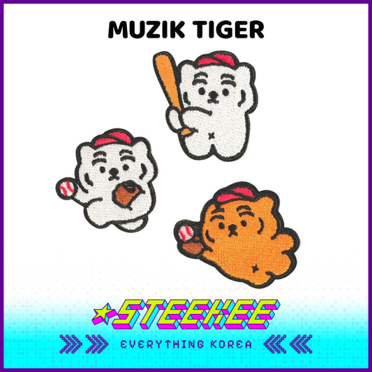 MUZIK TIGER小老虎棒球装饰自粘贴刺绣贴三件套闪奇韩国4053