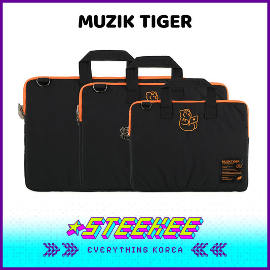 MUZIK TIGER小老虎坐姿刺绣笔记本平板保护袋电脑包黑色款闪奇韩国4058