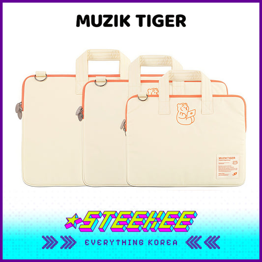 MUZIK TIGER小老虎坐姿刺绣笔记本平板保护袋电脑包白色款闪奇韩国4059